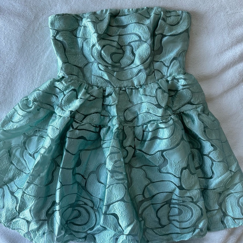 Hello Molly Embossed Floral Kids Dress - Teal